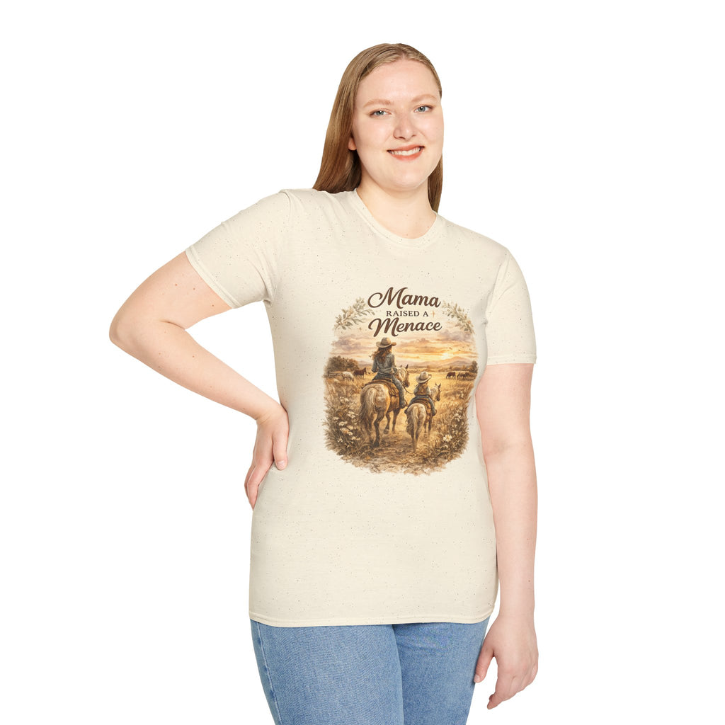 Mama Raised a Menace T-Shirt | Western Cowgirl Mom Design