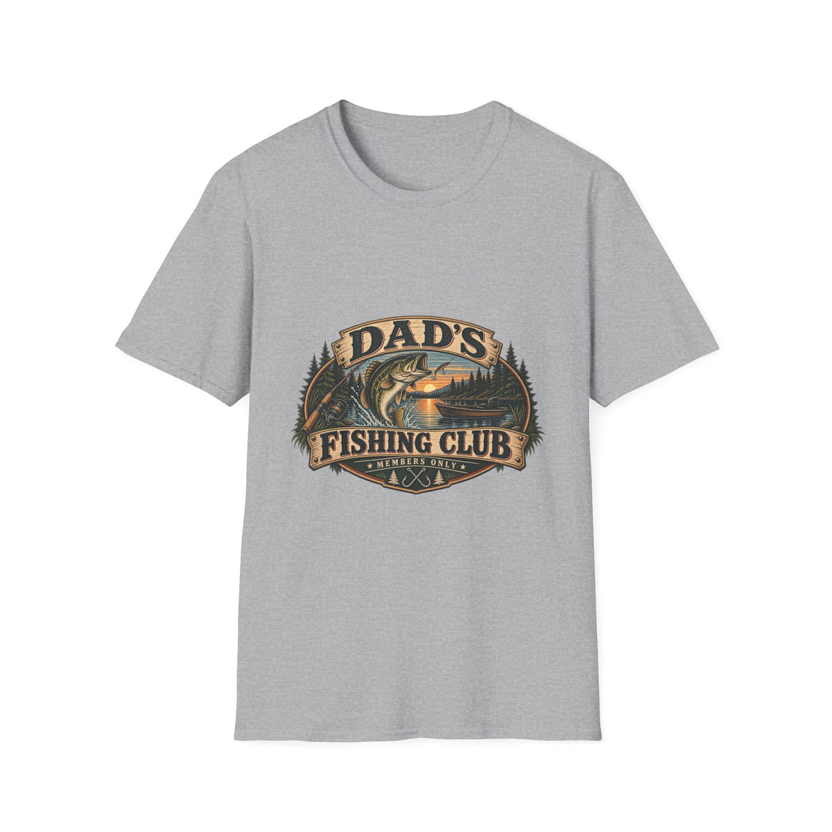 Dad's Fishing Club T-Shirt | Vintage Fish Sunset Outdoor Angler Design