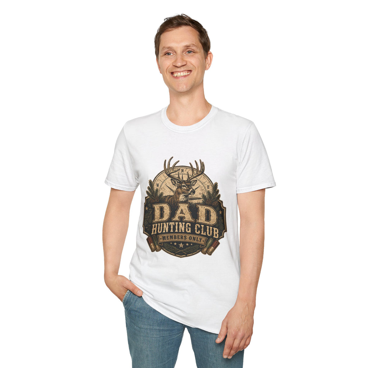 Dad Hunting Club T-Shirt | Deer Buck Antlers Outdoors Retro Badge