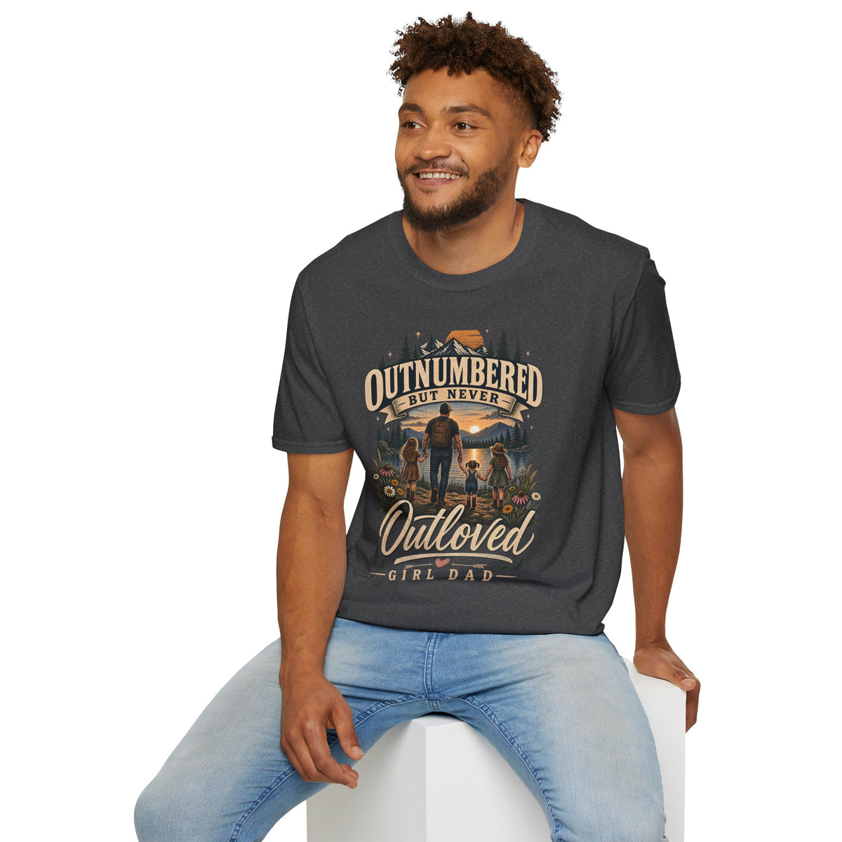 Outnumbered But Never Outloved T-Shirt | Father Daughter Camping Design