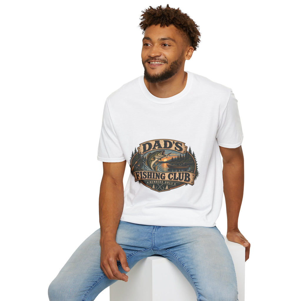 Dad's Fishing Club T-Shirt | Vintage Fish Sunset Outdoor Angler Design