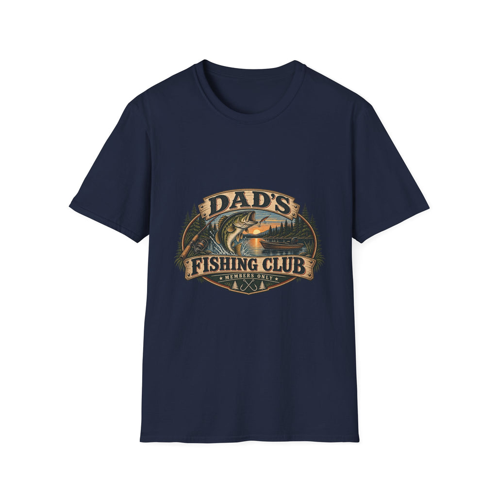 Dad's Fishing Club T-Shirt | Vintage Fish Sunset Outdoor Angler Design