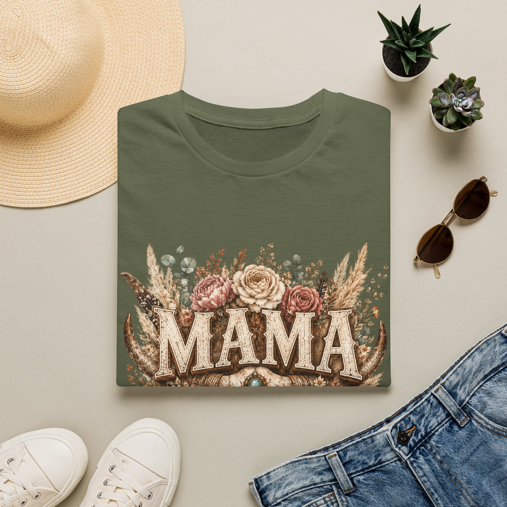 Mama floral cow skull T-Shirt | Boho country mom tee