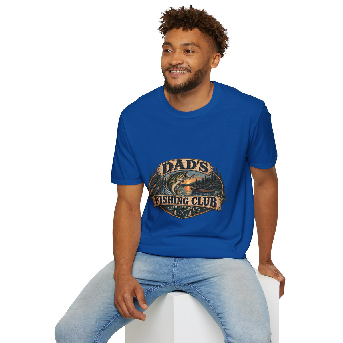 Dad's Fishing Club T-Shirt | Vintage Fish Sunset Outdoor Angler Design