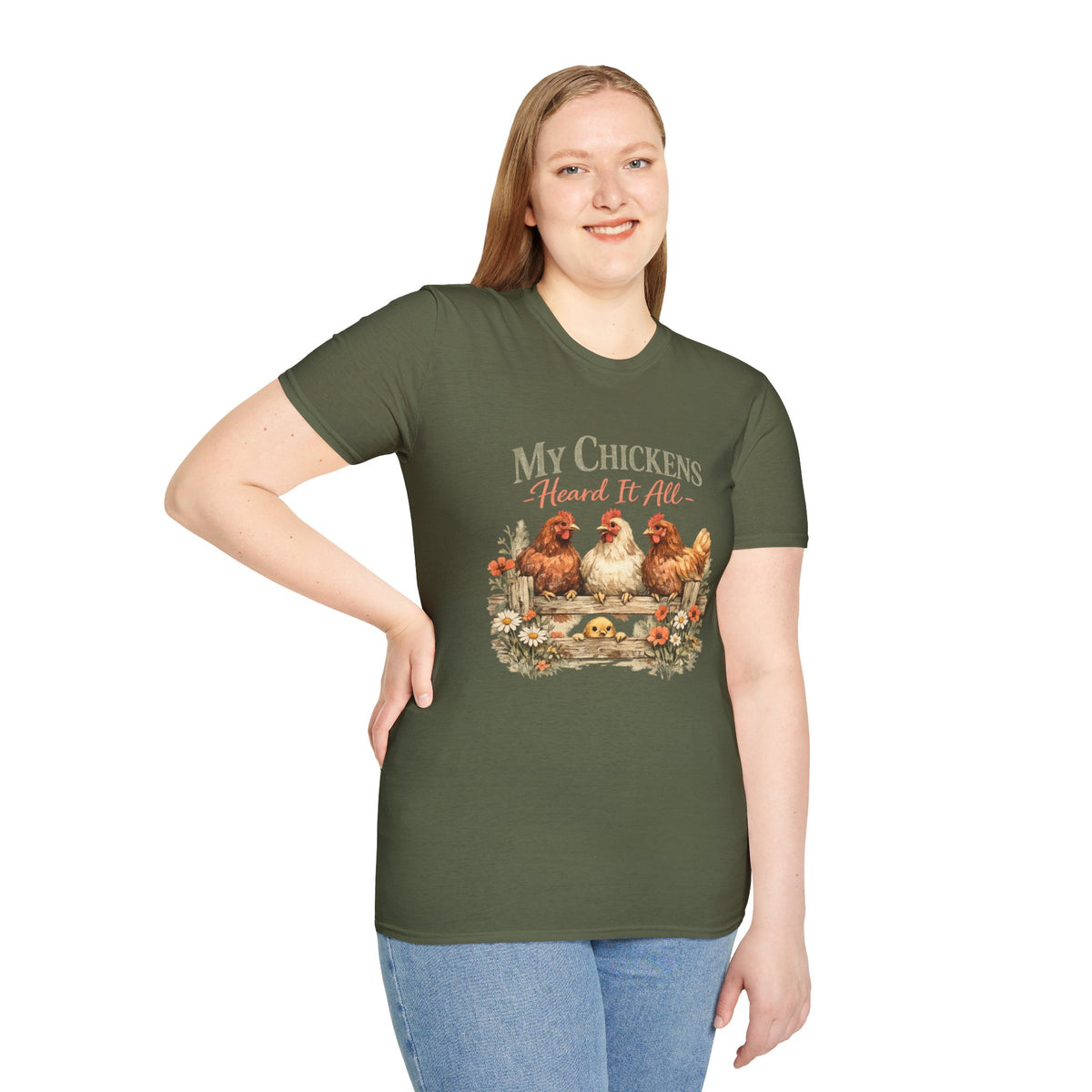 My Chickens Heard It All T-Shirt | Farm Hen Illustration, Country Cottagecore