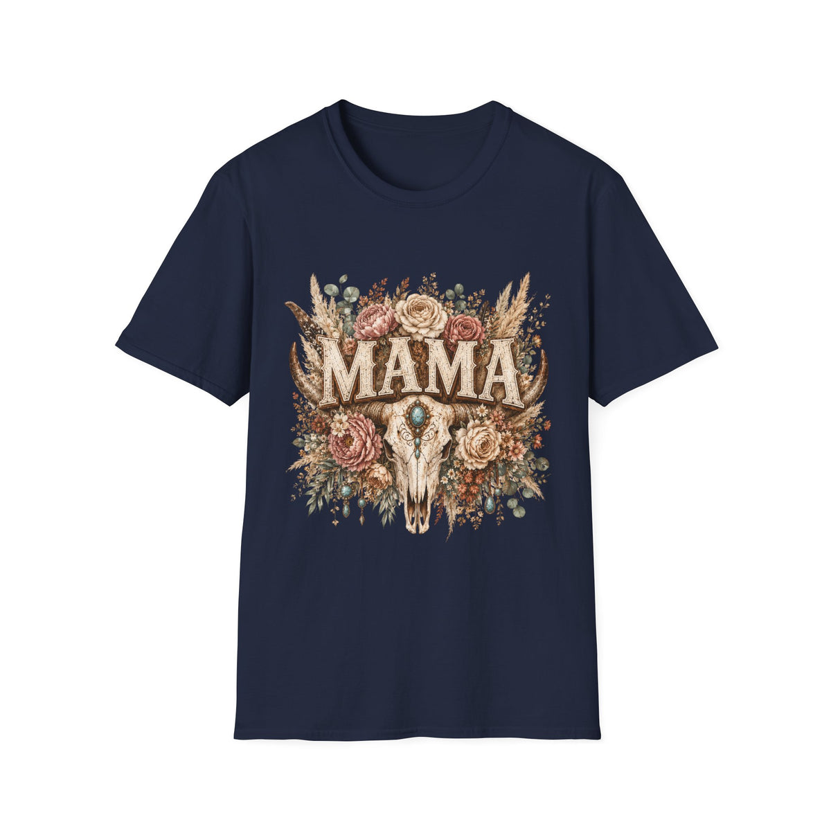 Mama floral cow skull T-Shirt | Boho country mom tee