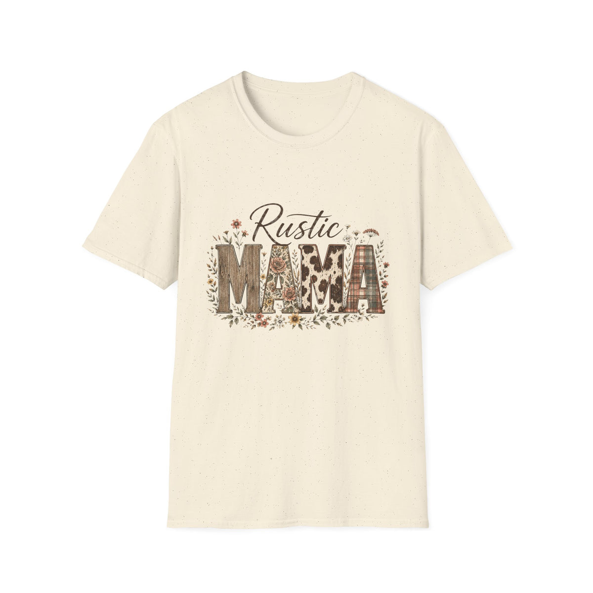 Rustic MAMA T-Shirt | Floral Cowhide Plaid Farmhouse Design
