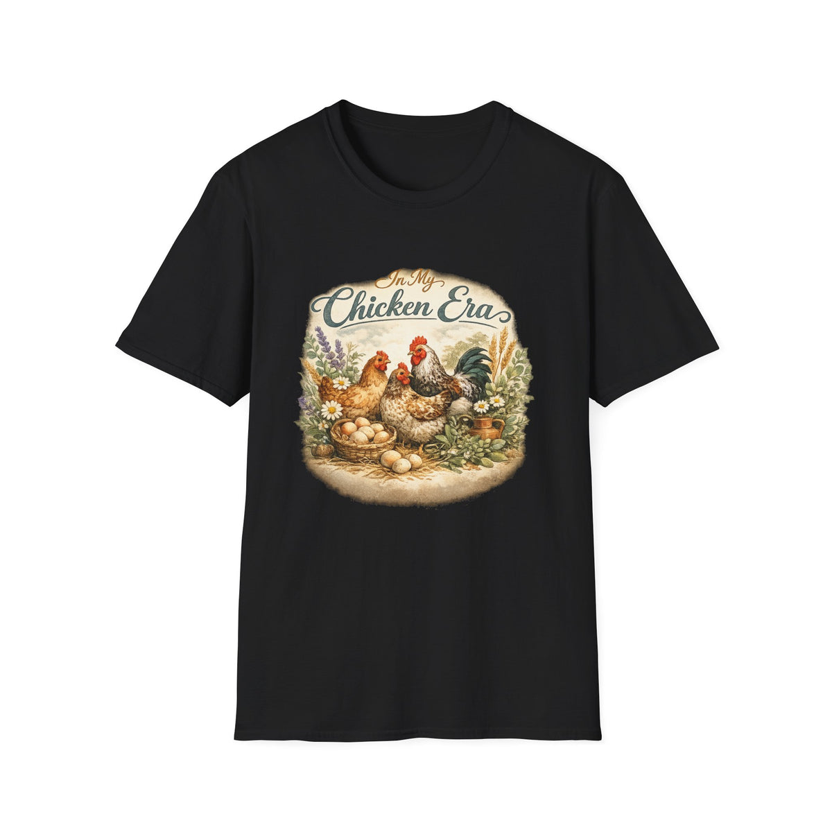 In My Chicken Era T-Shirt | Vintage Farmhouse Hen Rooster Floral Design