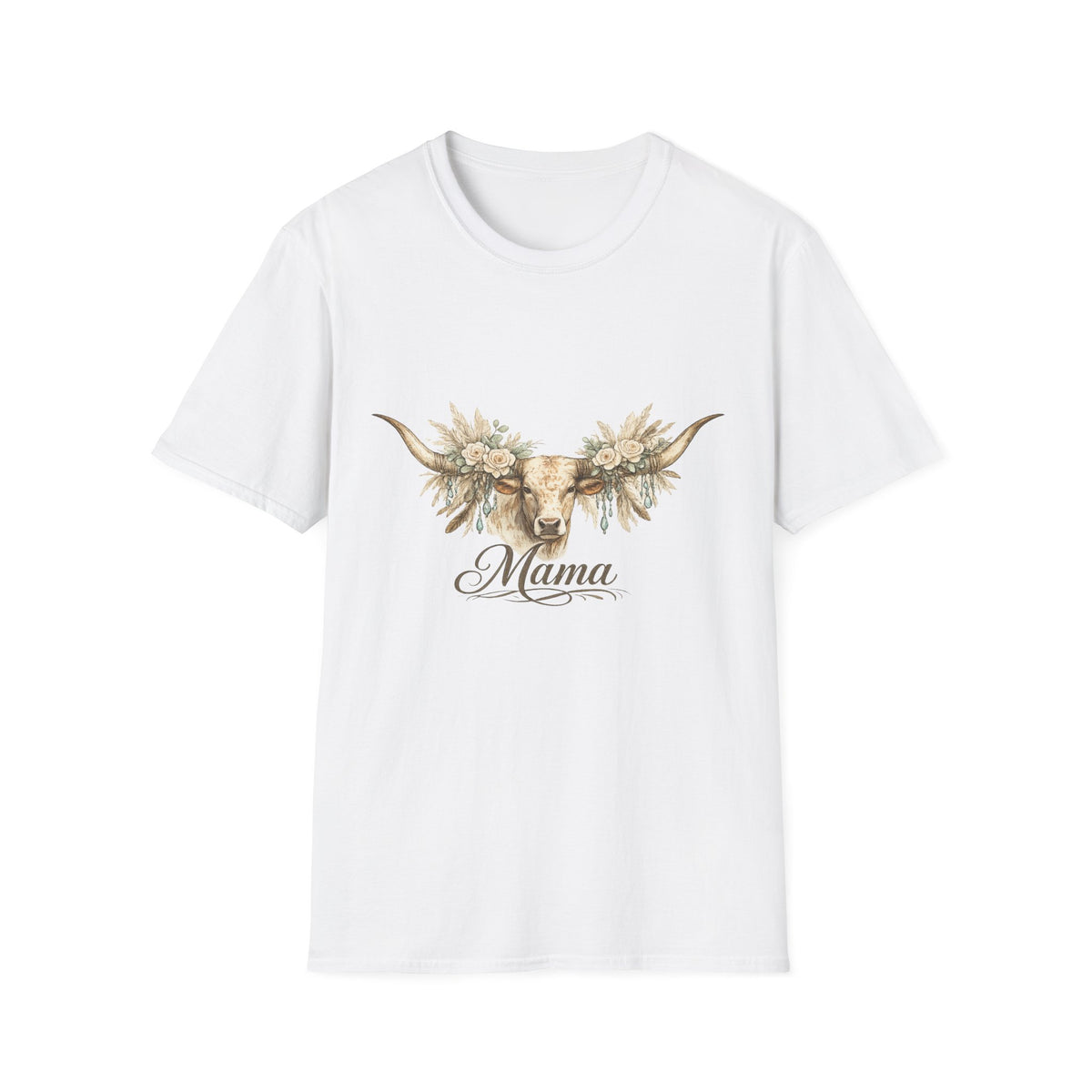 Floral Longhorn Mama T-Shirt | Cow Skull Boho Graphic Tee