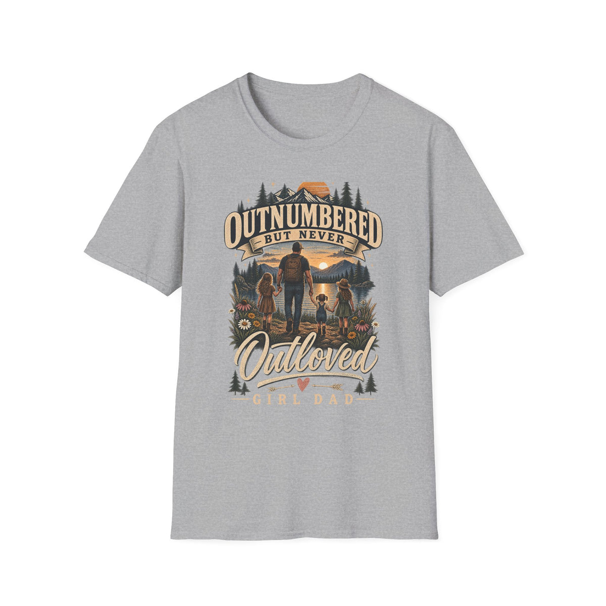 Outnumbered But Never Outloved T-Shirt | Father Daughter Camping Design