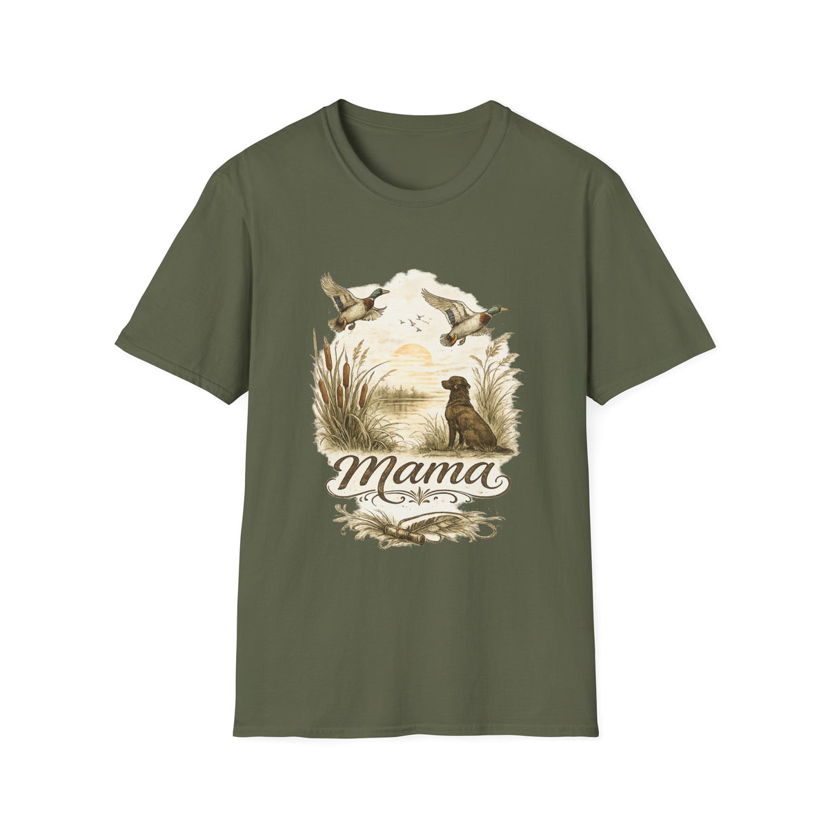 Mama Duck Family T-Shirt | Ducks Flying Over Pond, Mom Wildlife Tee
