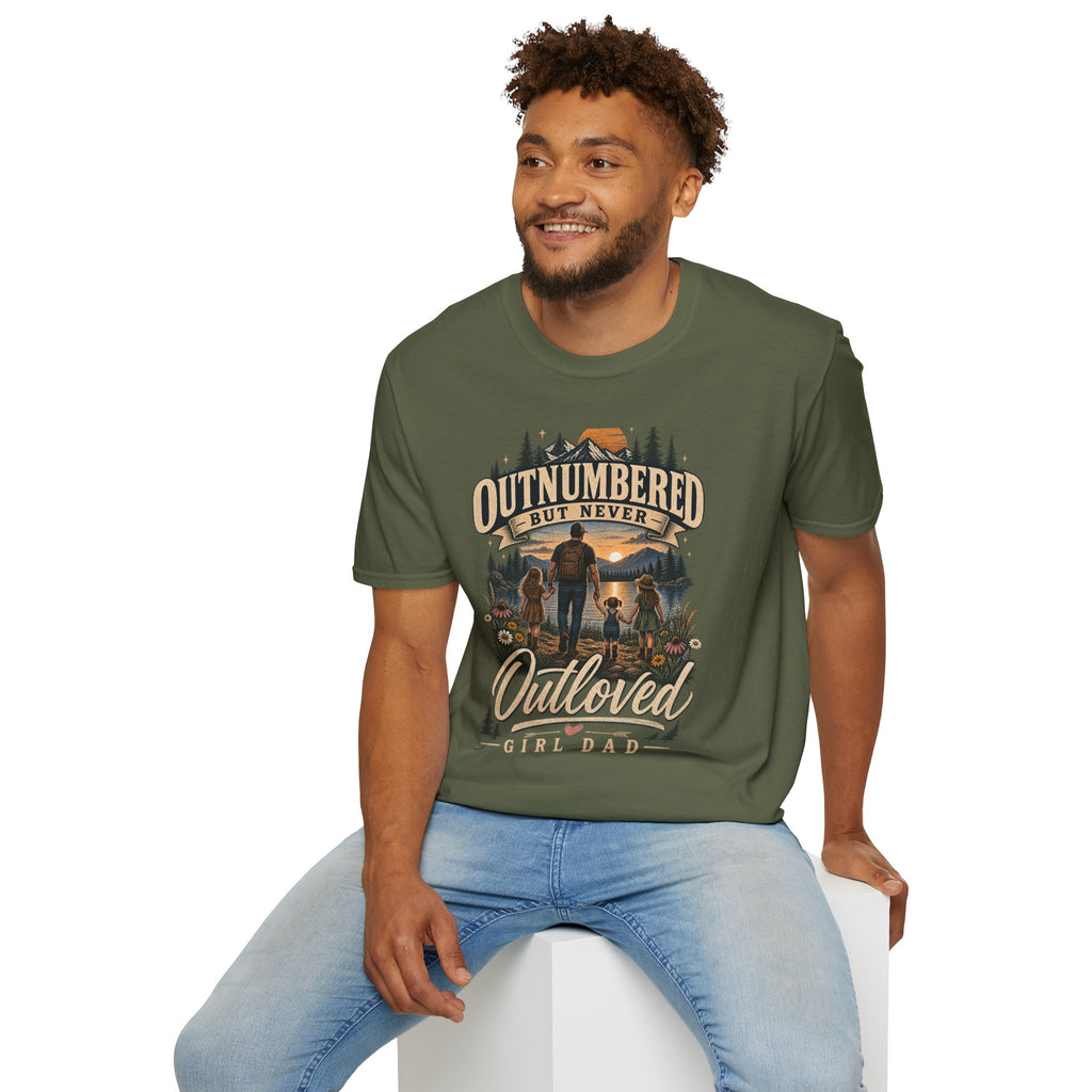 Outnumbered But Never Outloved T-Shirt | Father Daughter Camping Design