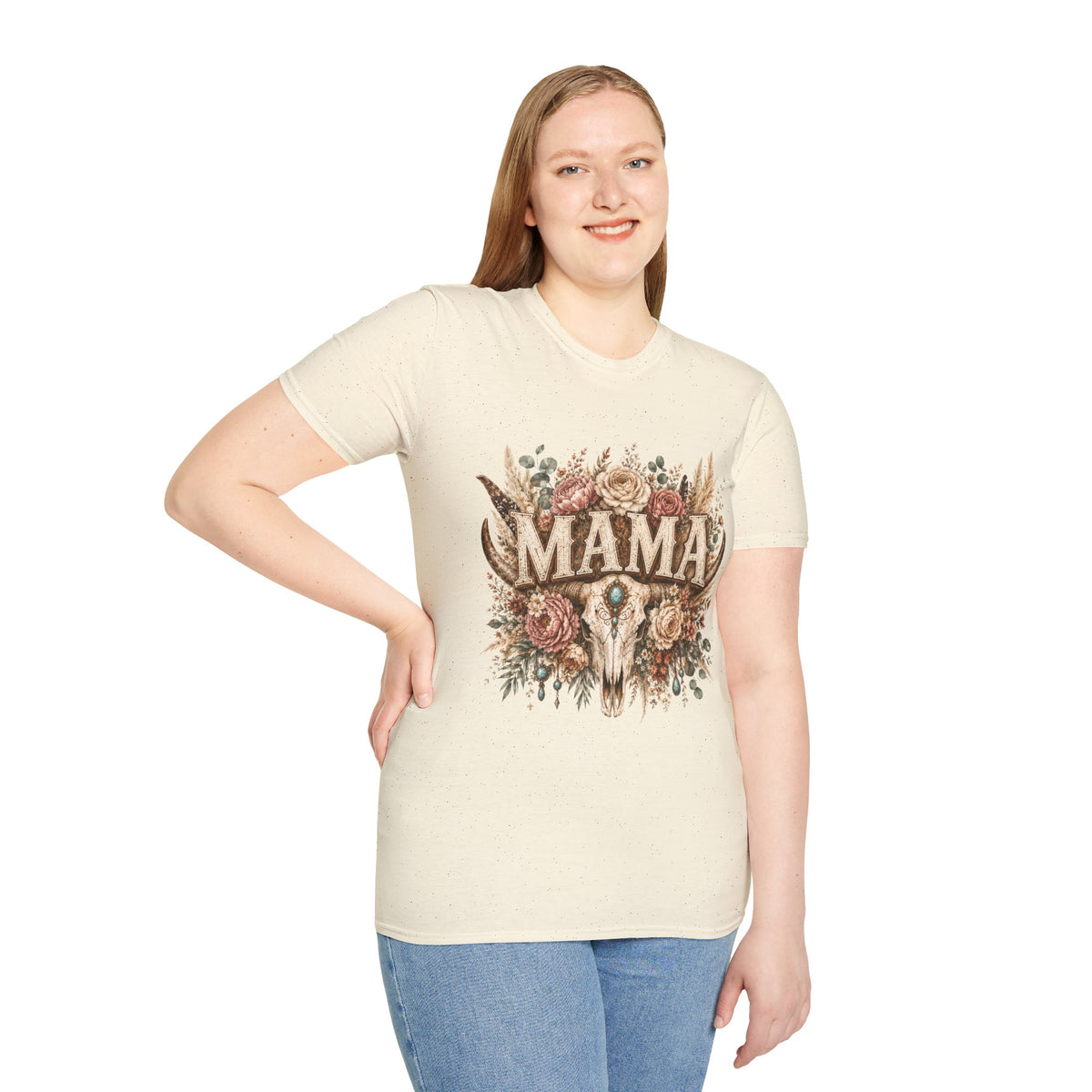 Mama floral cow skull T-Shirt | Boho country mom tee