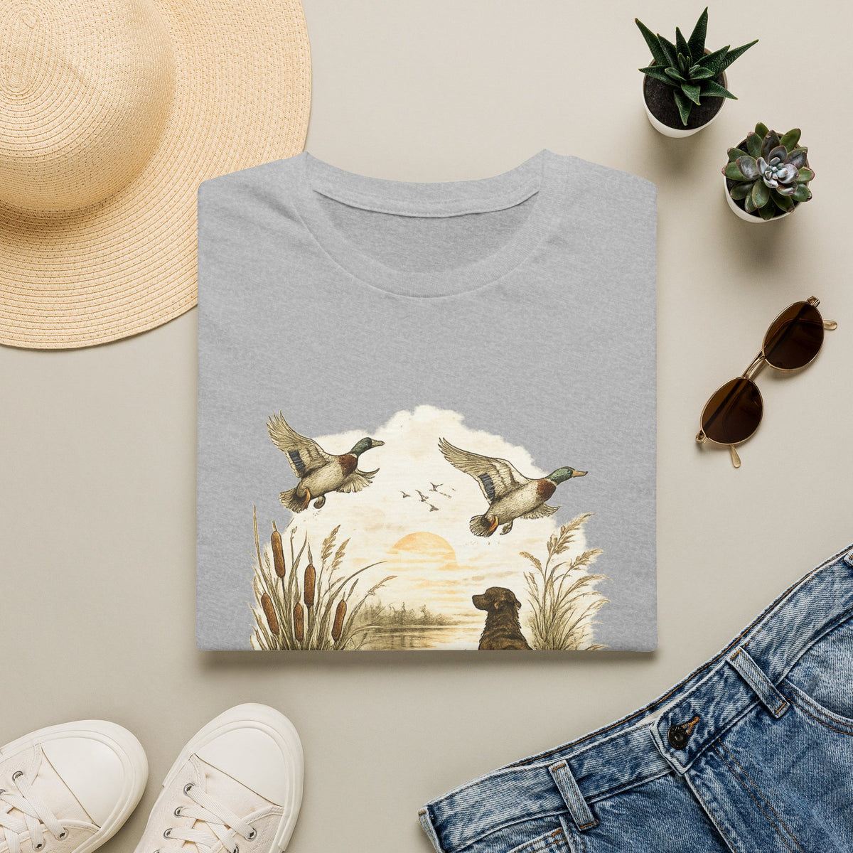 Mama Duck Family T-Shirt | Ducks Flying Over Pond, Mom Wildlife Tee