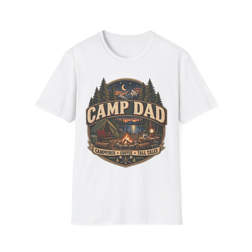 Camp Dad T-Shirt | Camping Cabin Moon Forest Design