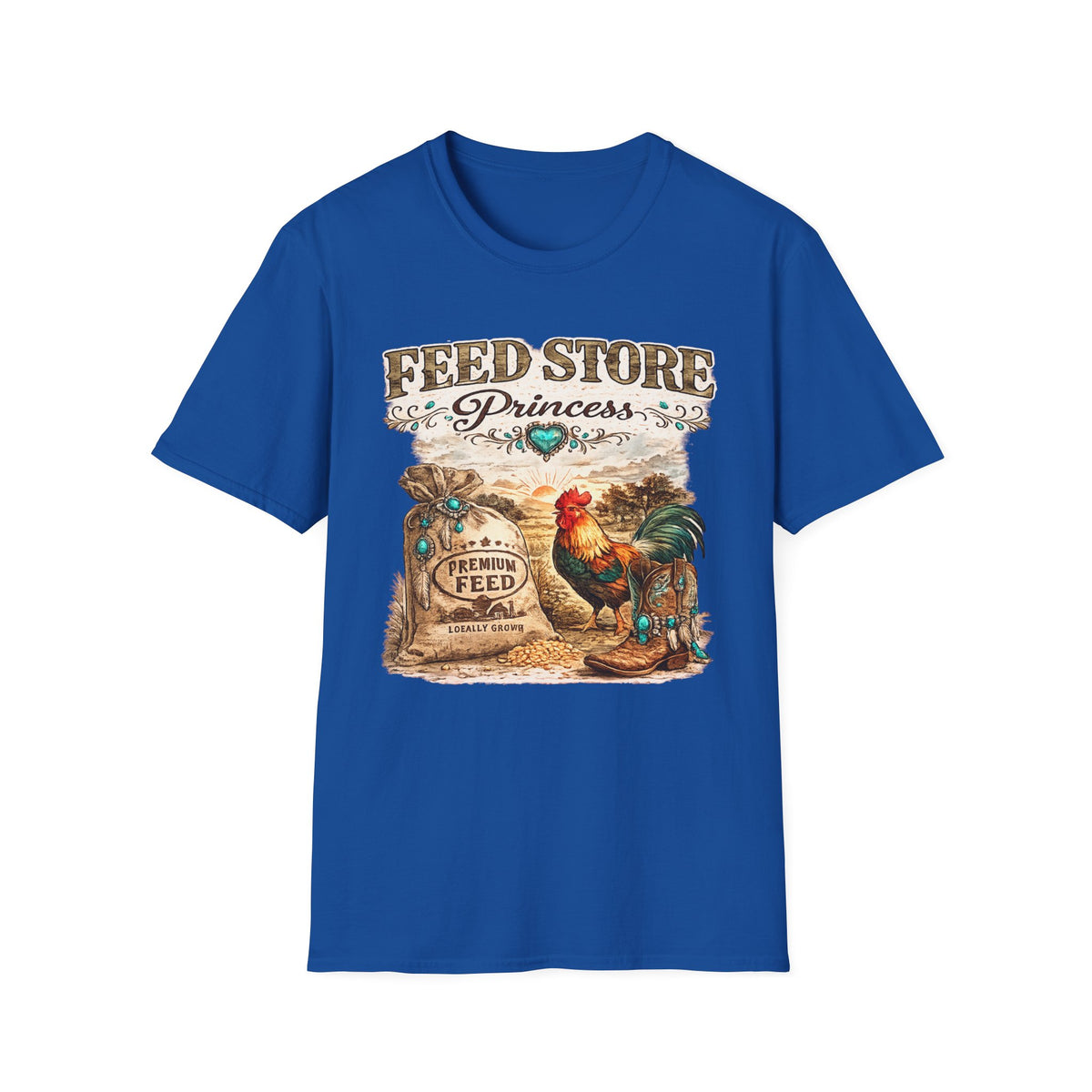 Feed Store Princess T-Shirt | Rooster Chicken Farm Vintage Sign