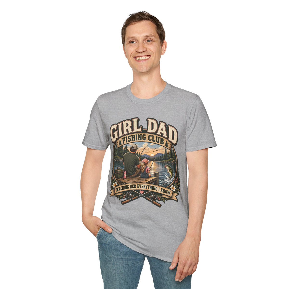 Girl Dad Fishing Club T-Shirt | Father Daughter Fishing Scene