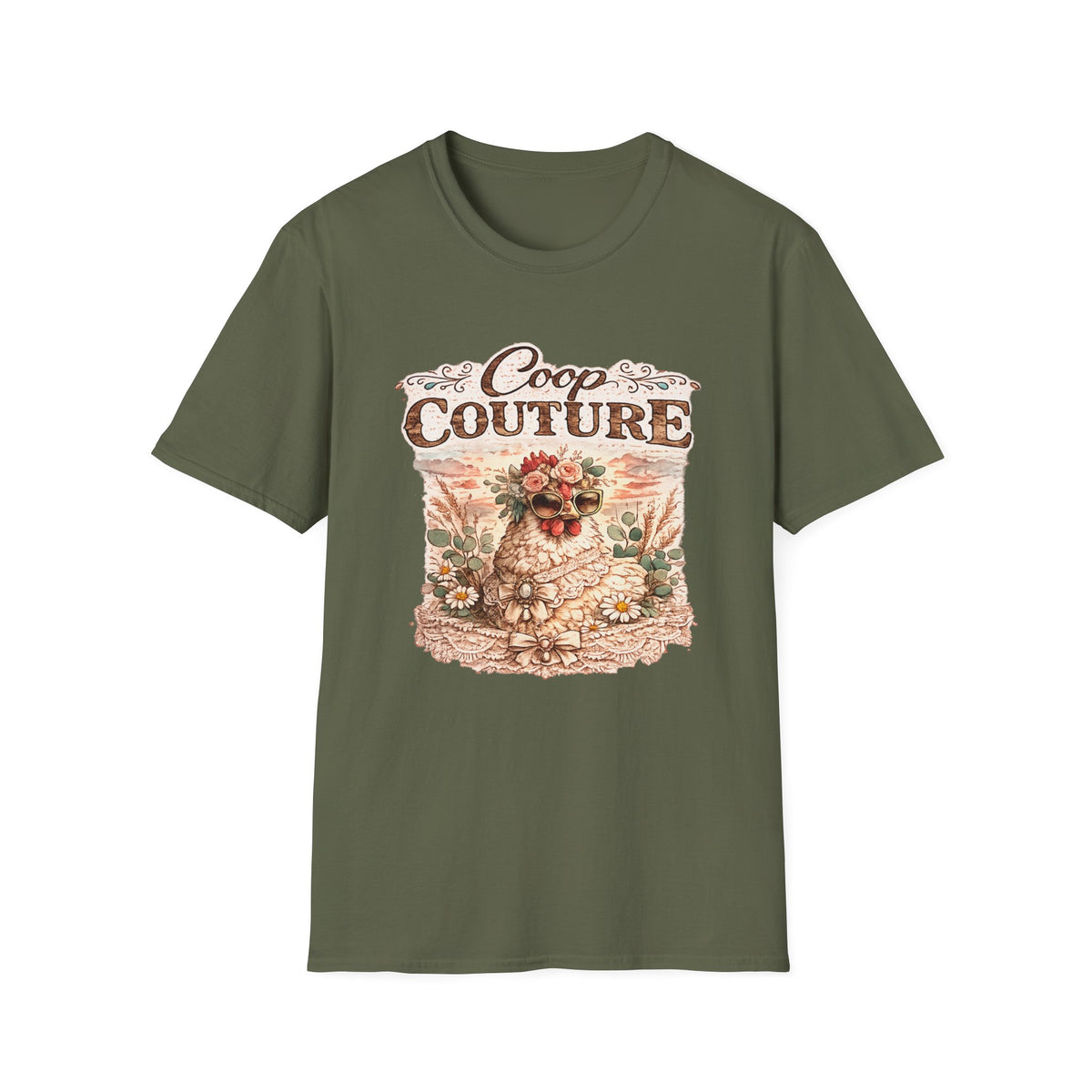 Coop Couture Chicken Floral Graphic T-Shirt | Farmhouse Vintage Style