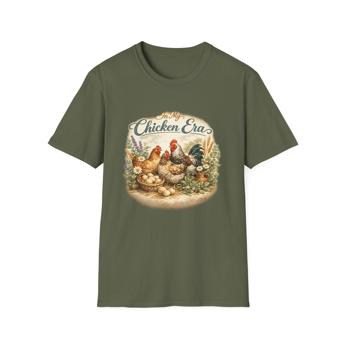 In My Chicken Era T-Shirt | Vintage Farmhouse Hen Rooster Floral Design
