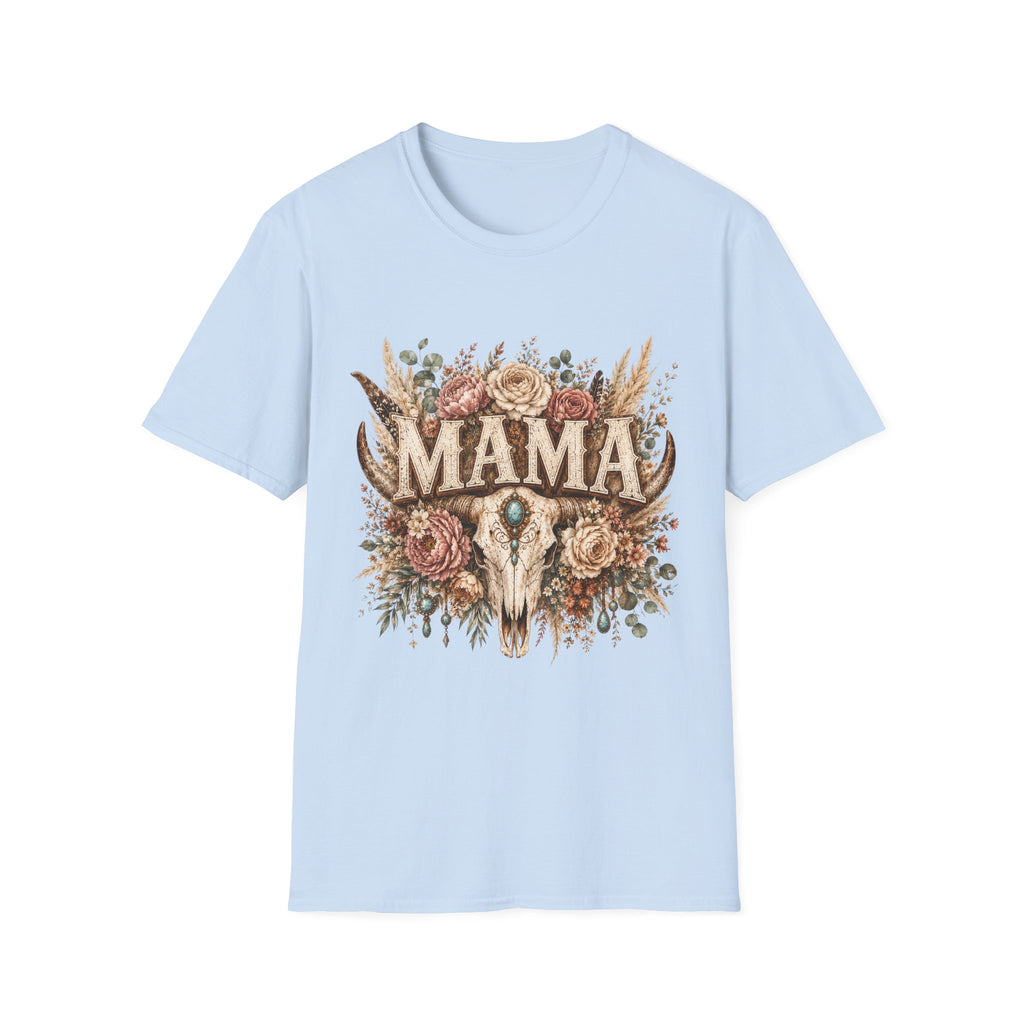 Mama floral cow skull T-Shirt | Boho country mom tee
