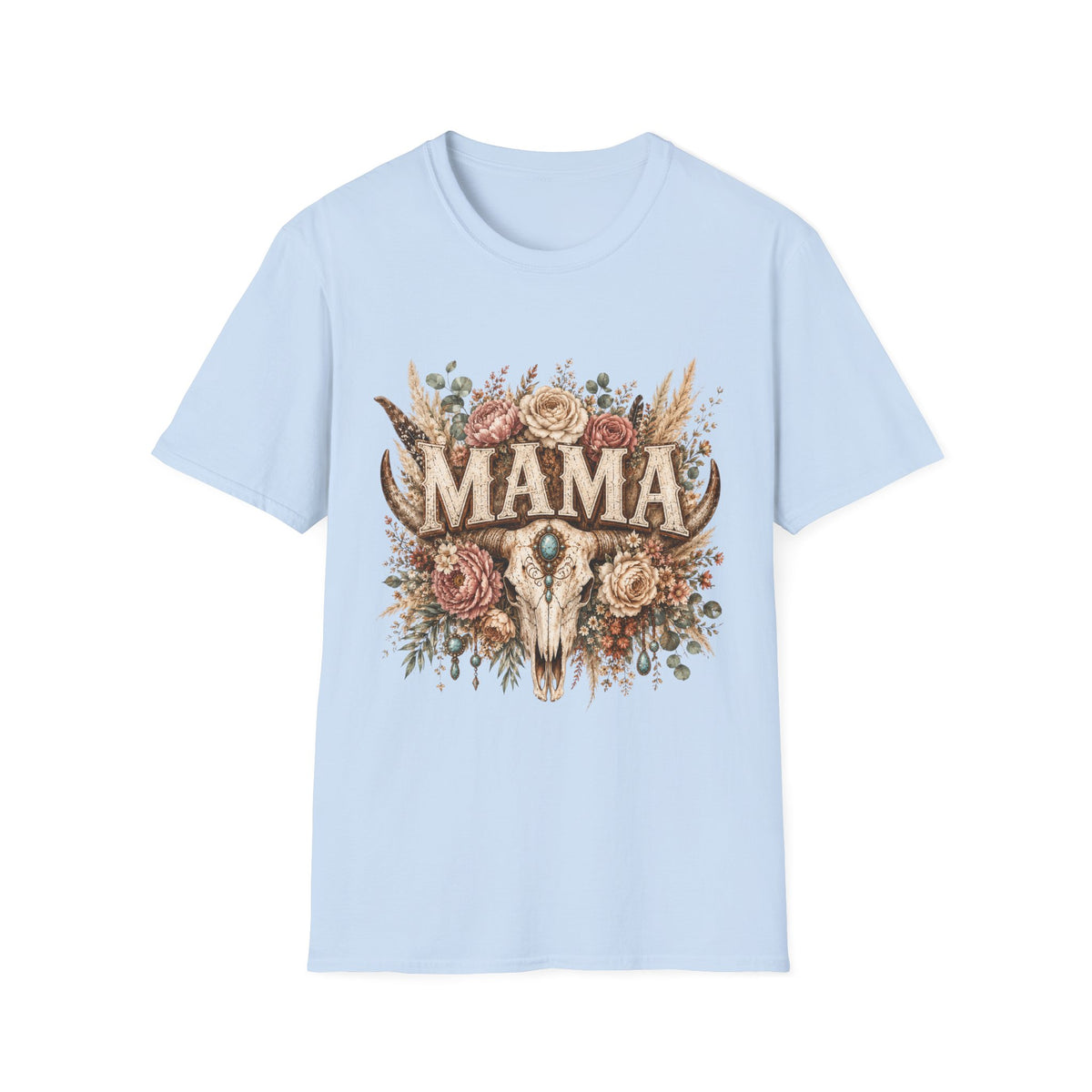 Mama floral cow skull T-Shirt | Boho country mom tee