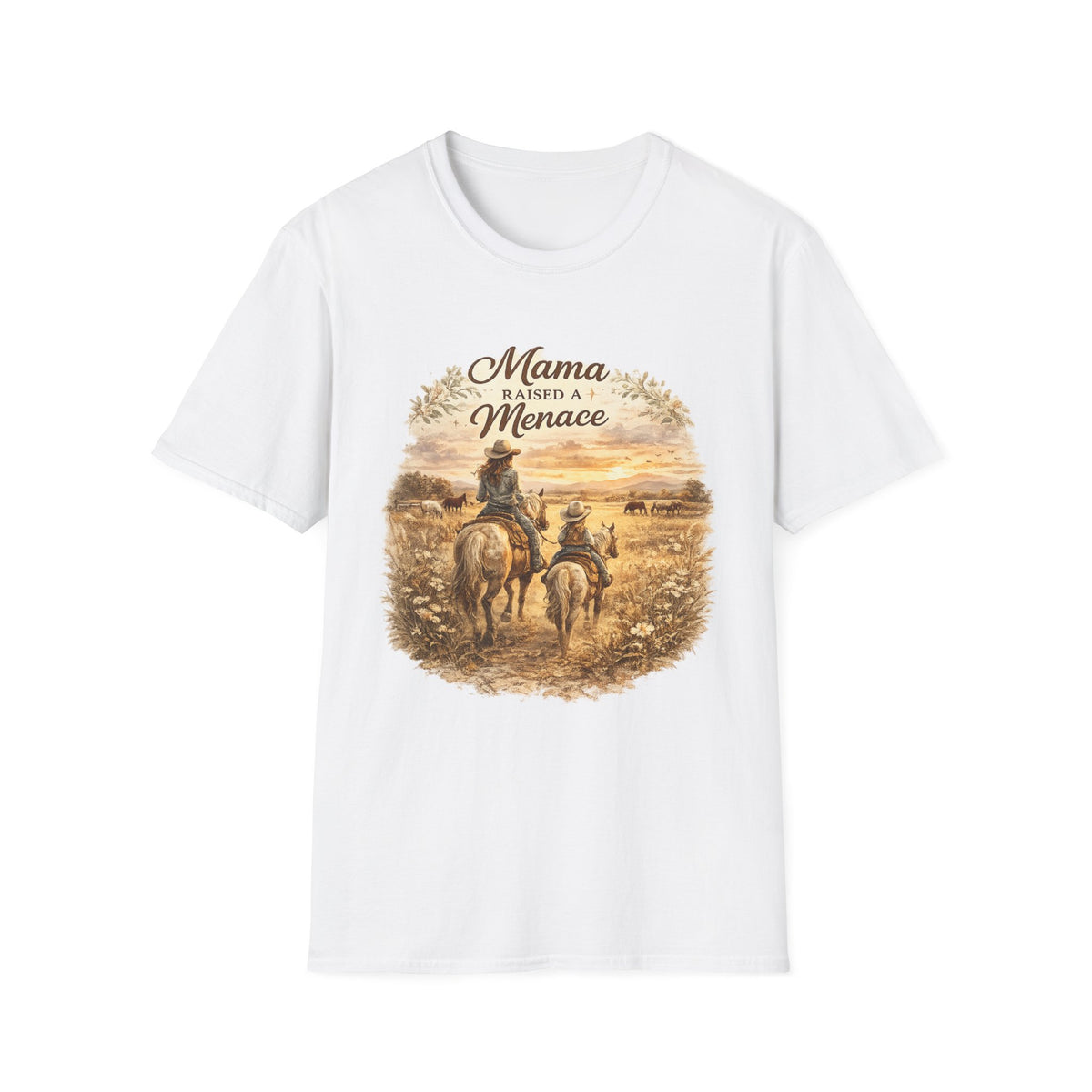 Mama Raised a Menace T-Shirt | Western Cowgirl Mom Design