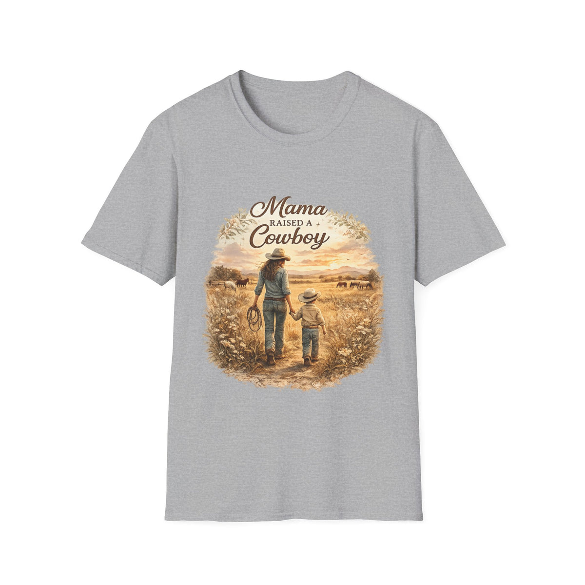 Mama Raised a Cowboy T-Shirt | Western Mom Tee, Country Cowgirl Shirt