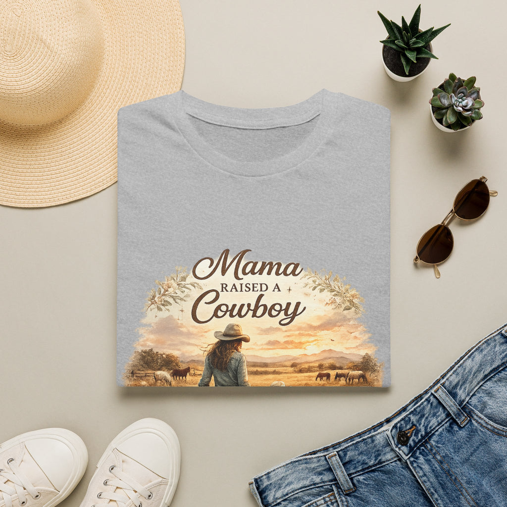 Mama Raised a Cowboy T-Shirt | Western Mom Tee, Country Cowgirl Shirt