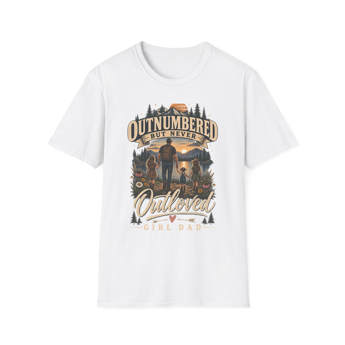 Outnumbered But Never Outloved T-Shirt | Father Daughter Camping Design