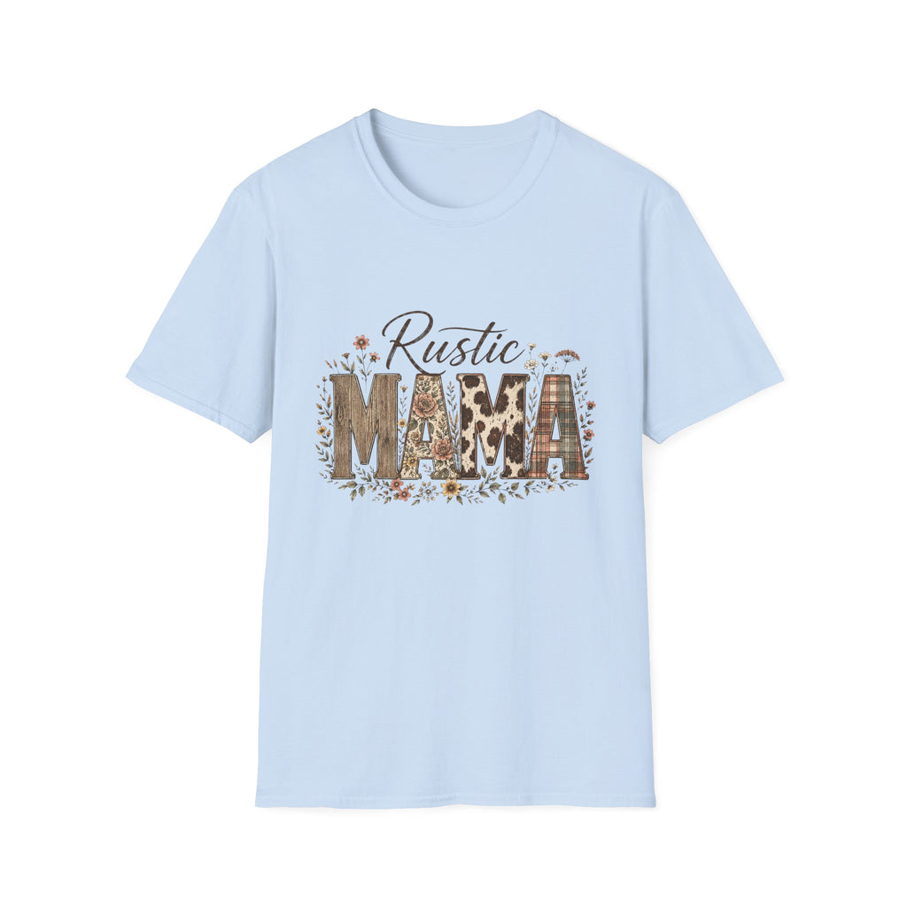 Rustic MAMA T-Shirt | Floral Cowhide Plaid Farmhouse Design