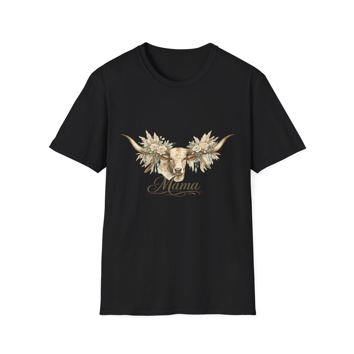 Floral Longhorn Mama T-Shirt | Cow Skull Boho Graphic Tee