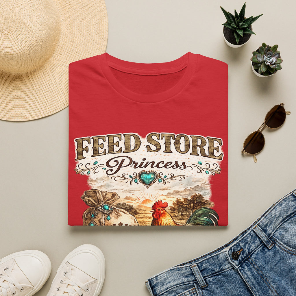 Feed Store Princess T-Shirt | Rooster Chicken Farm Vintage Sign