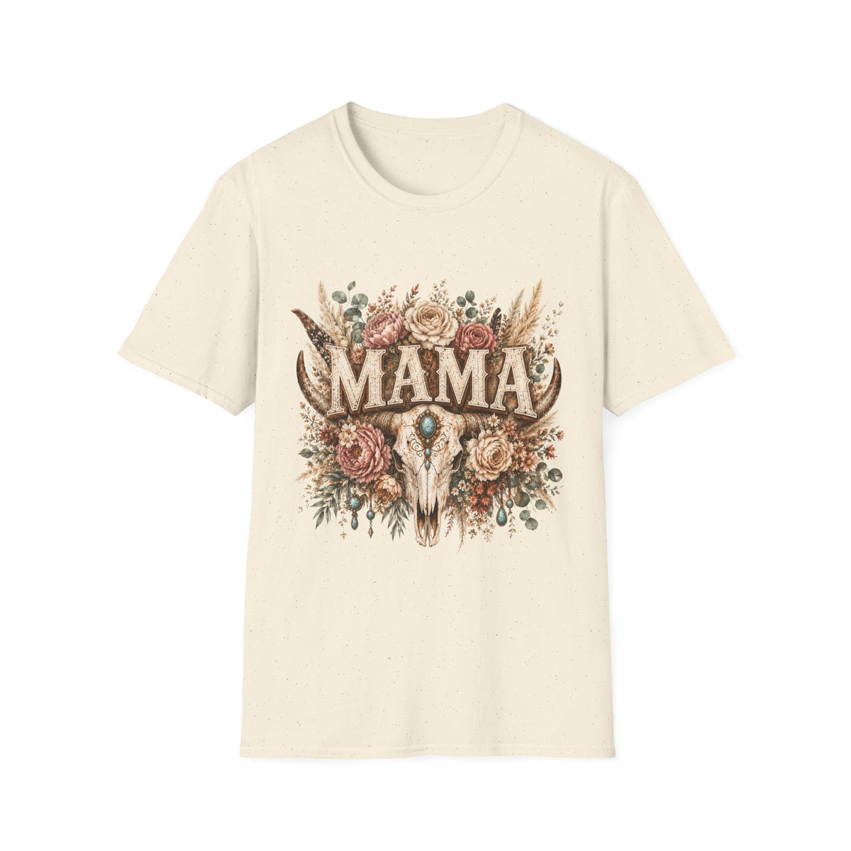 Mama floral cow skull T-Shirt | Boho country mom tee