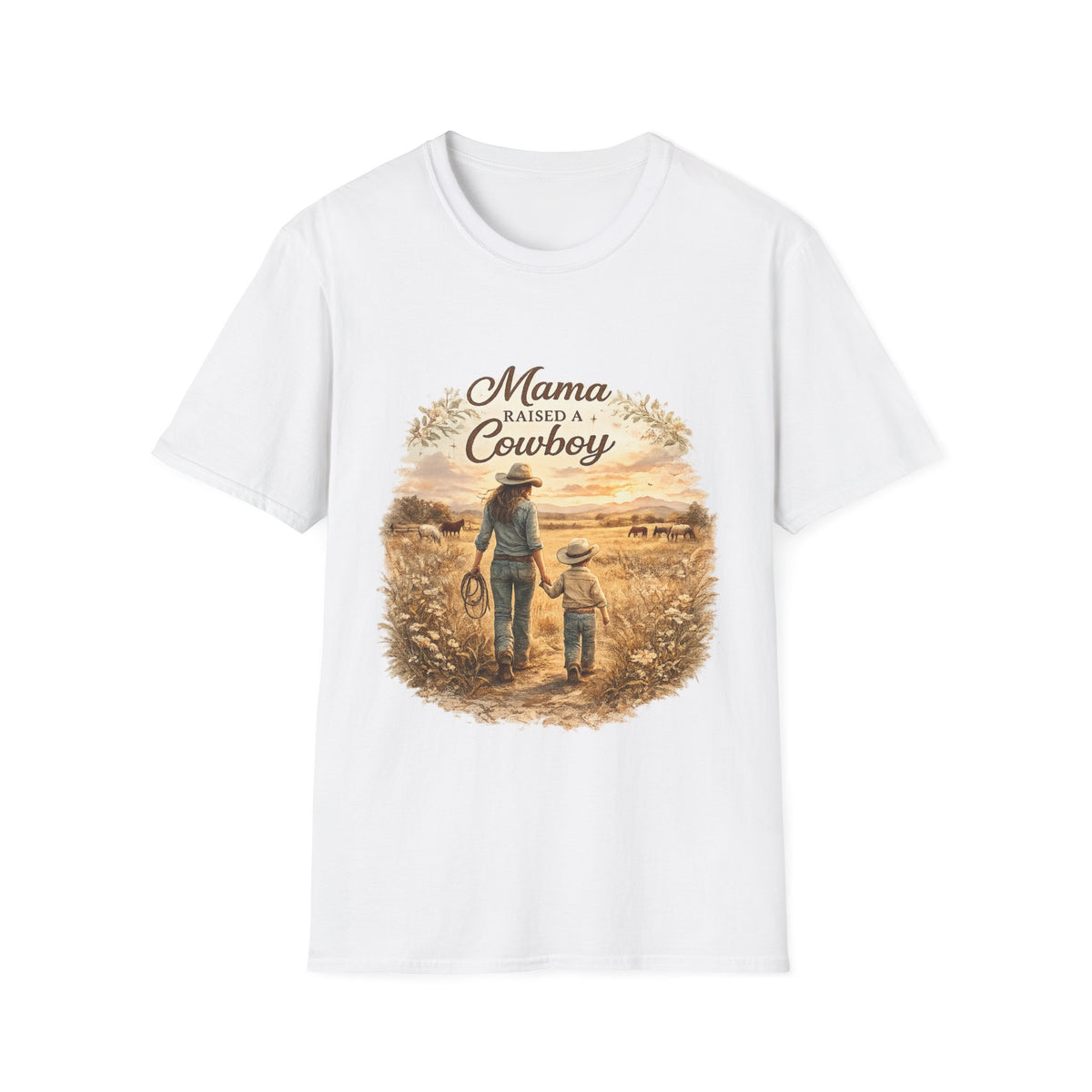 Mama Raised a Cowboy T-Shirt | Western Mom Tee, Country Cowgirl Shirt