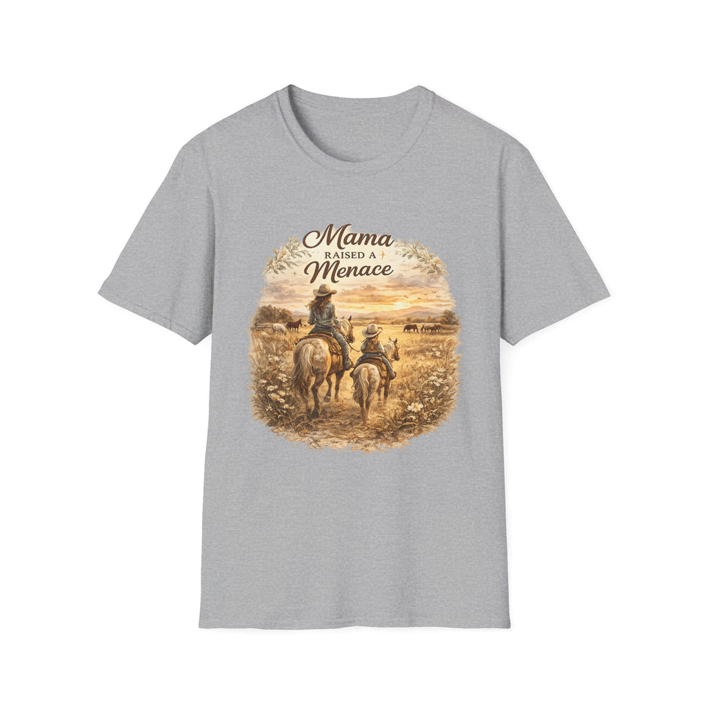 Mama Raised a Menace T-Shirt | Western Cowgirl Mom Design