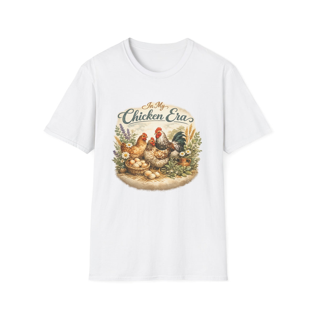 In My Chicken Era T-Shirt | Vintage Farmhouse Hen Rooster Floral Design