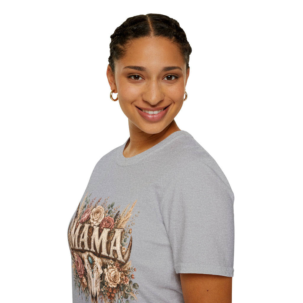 Mama floral cow skull T-Shirt | Boho country mom tee