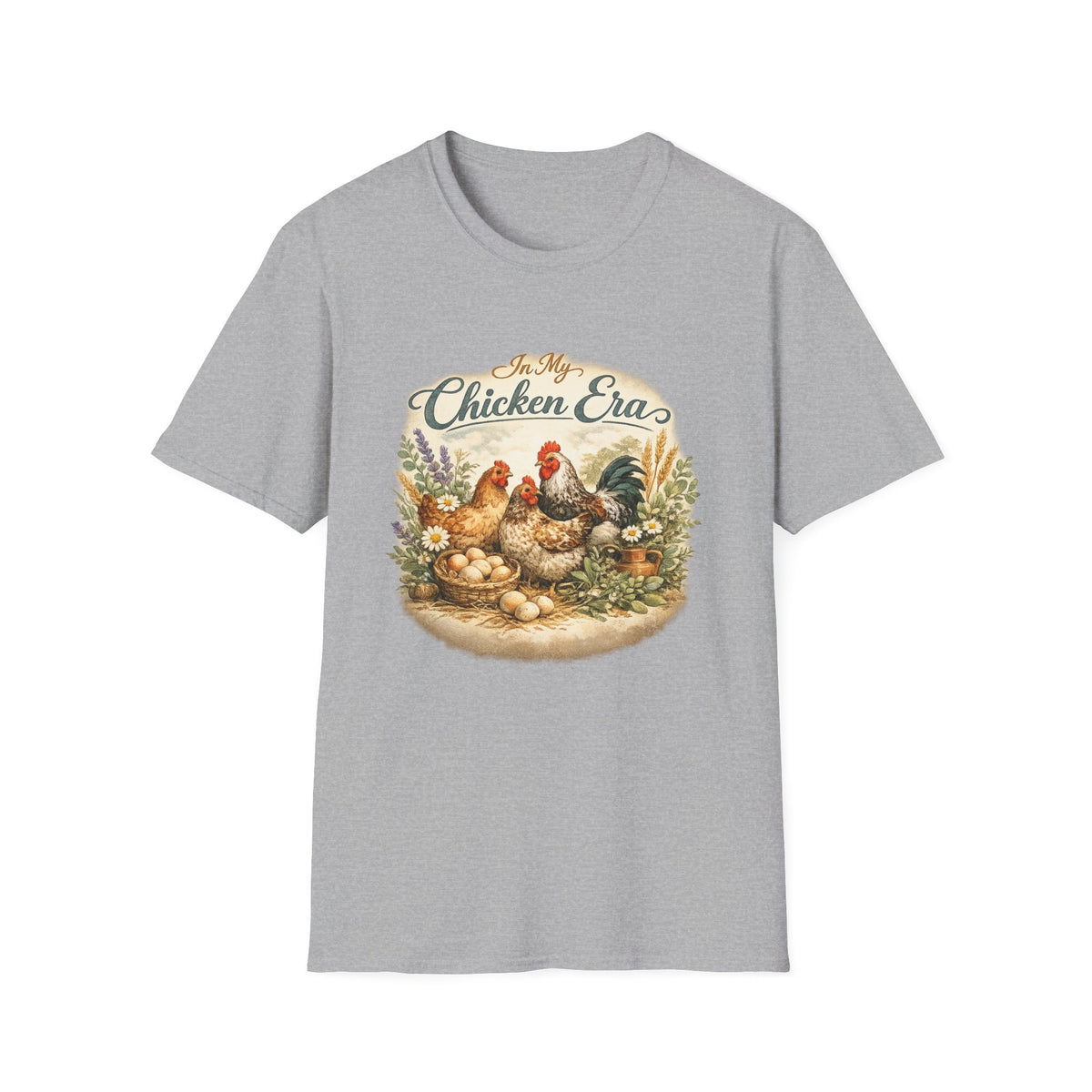 In My Chicken Era T-Shirt | Vintage Farmhouse Hen Rooster Floral Design
