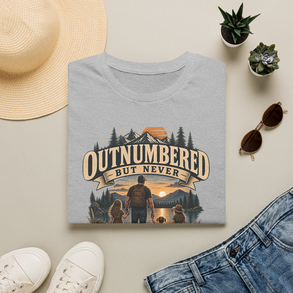 Outnumbered But Never Outloved T-Shirt | Father Daughter Camping Design