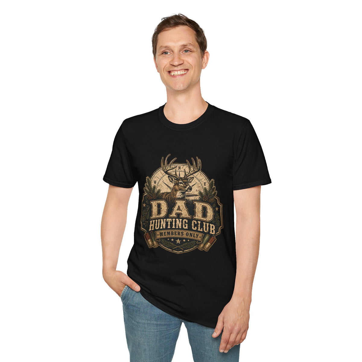 Dad Hunting Club T-Shirt | Deer Buck Antlers Outdoors Retro Badge