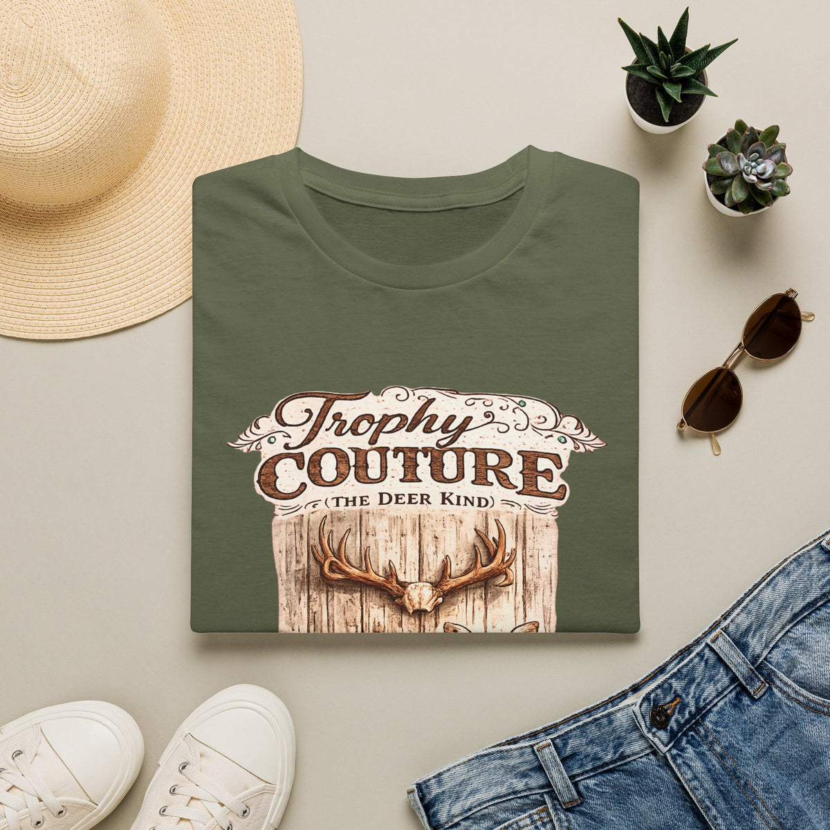 Trophy Couture Deer T-Shirt | Vintage Rustic Buck Graphic