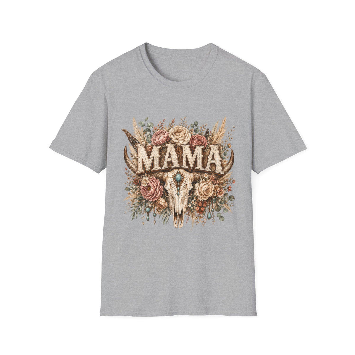 Mama floral cow skull T-Shirt | Boho country mom tee