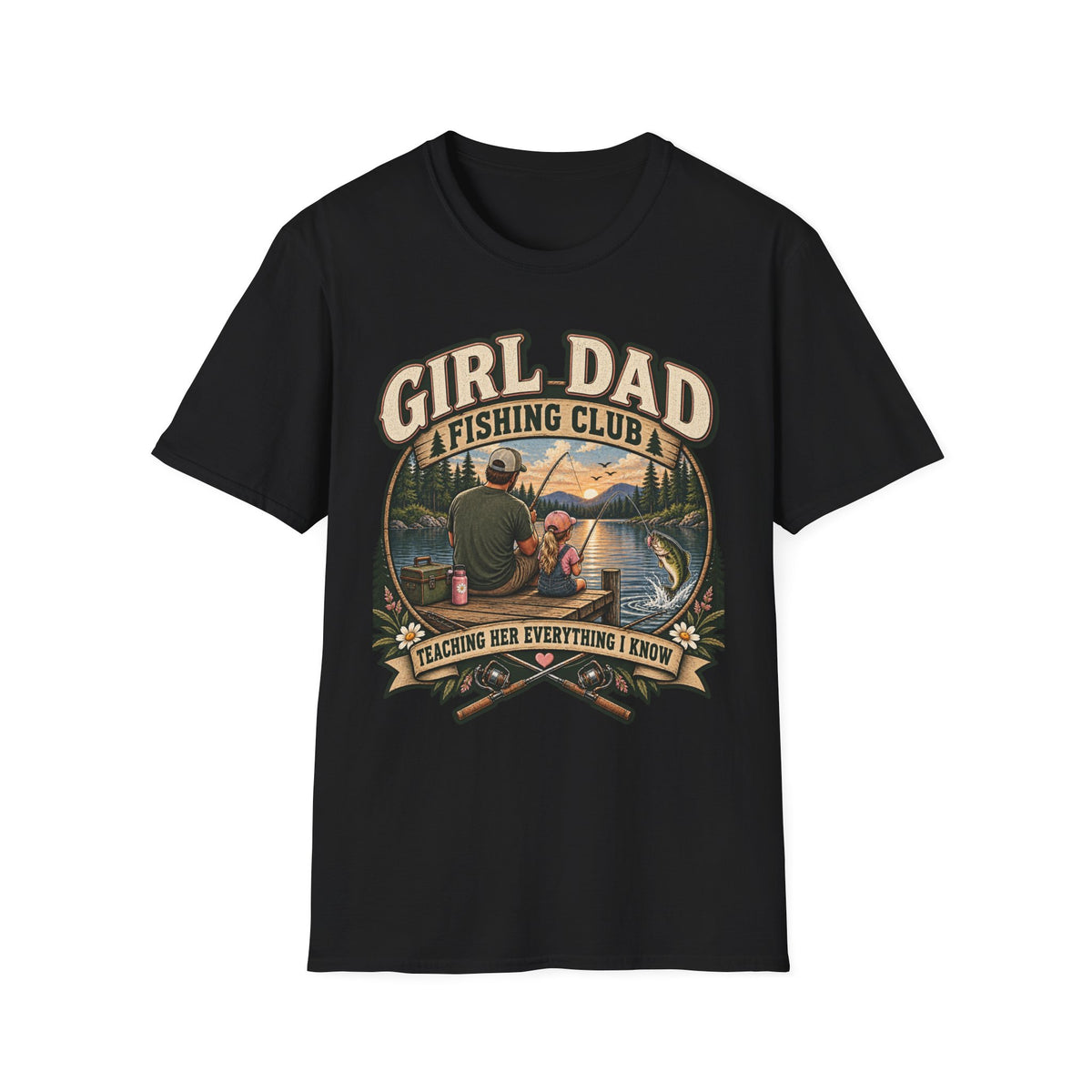 Girl Dad Fishing Club T-Shirt | Father Daughter Fishing Scene