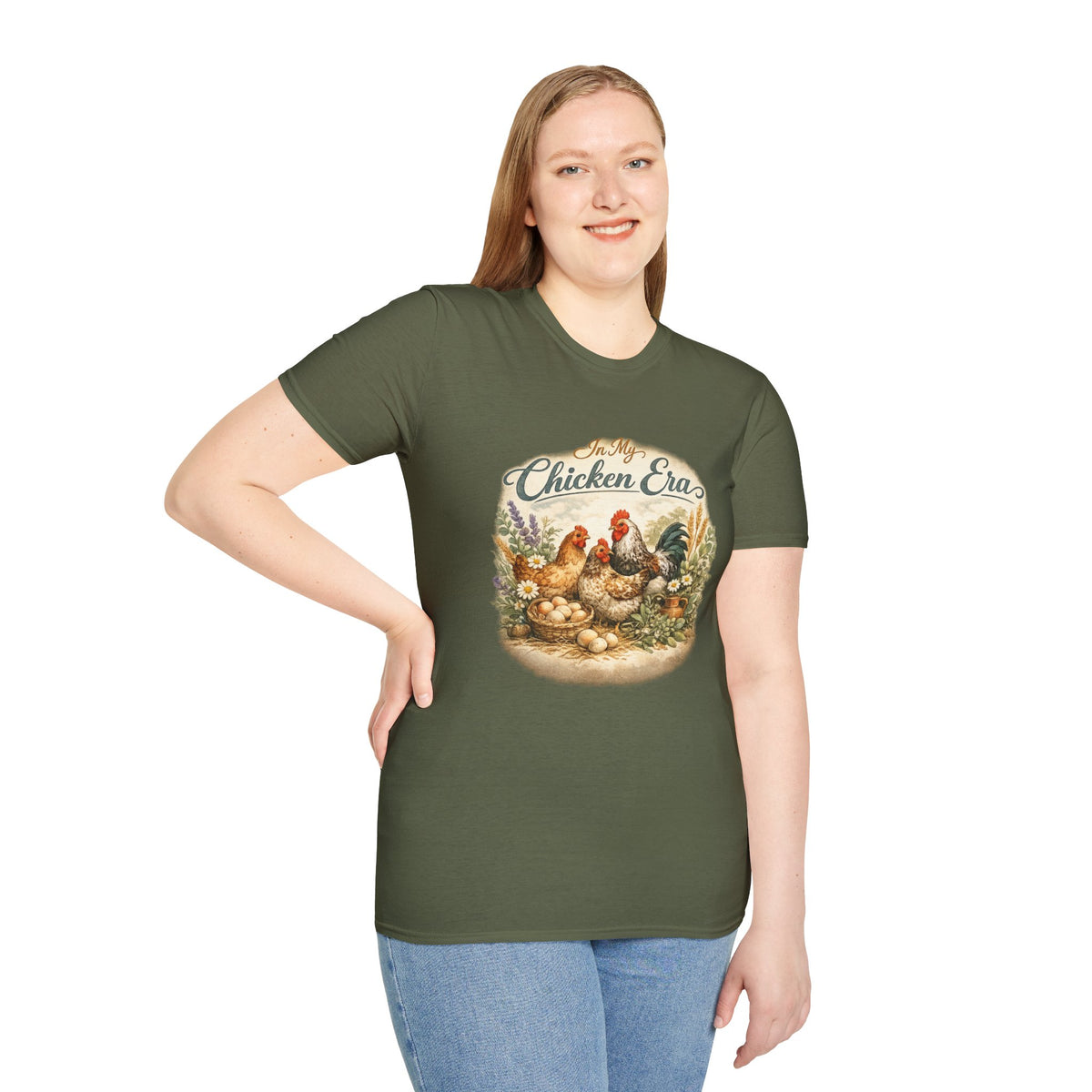 In My Chicken Era T-Shirt | Vintage Farmhouse Hen Rooster Floral Design