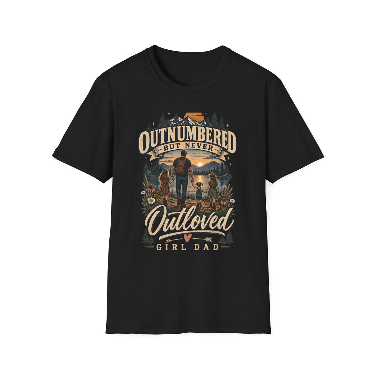 Outnumbered But Never Outloved T-Shirt | Father Daughter Camping Design