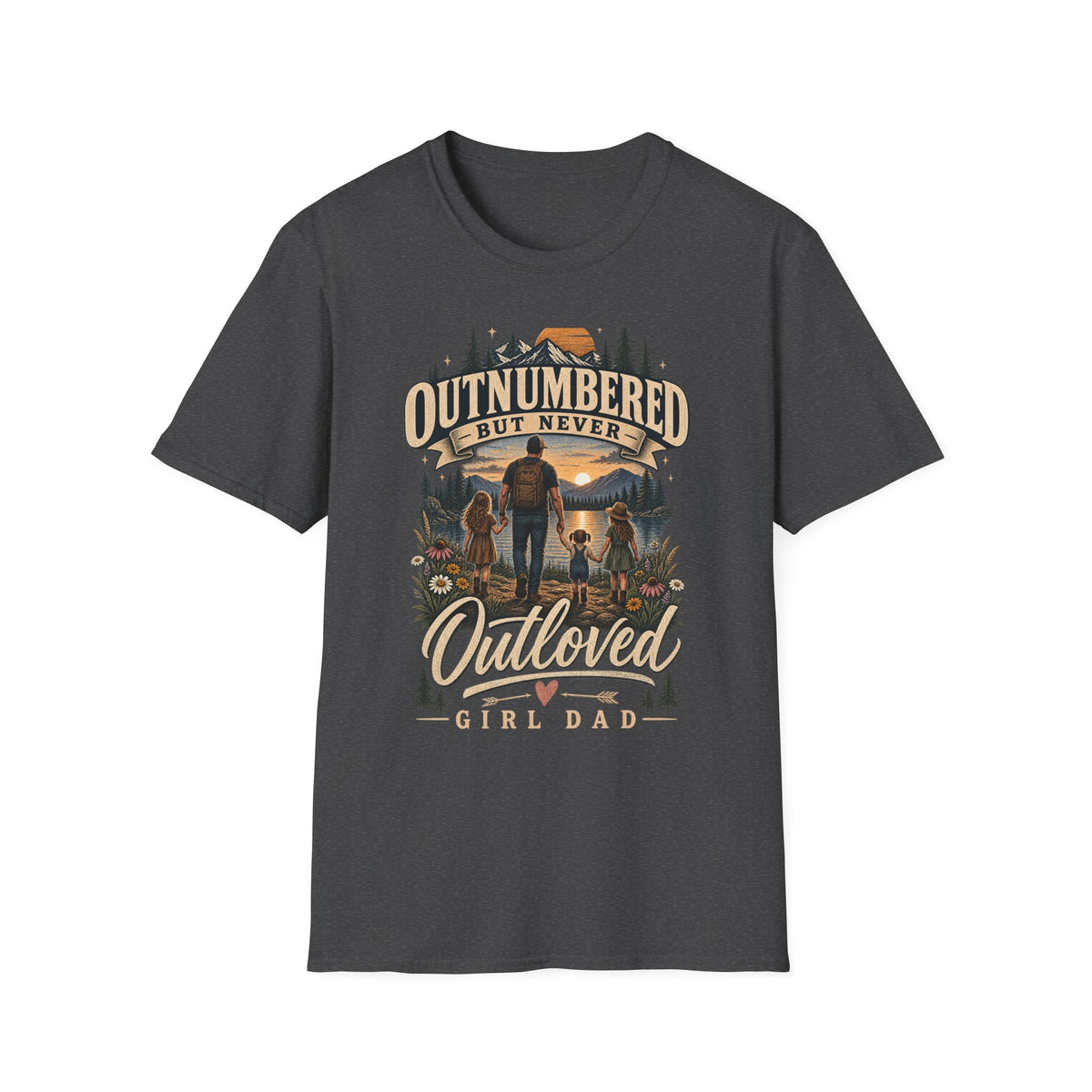 Outnumbered But Never Outloved T-Shirt | Father Daughter Camping Design