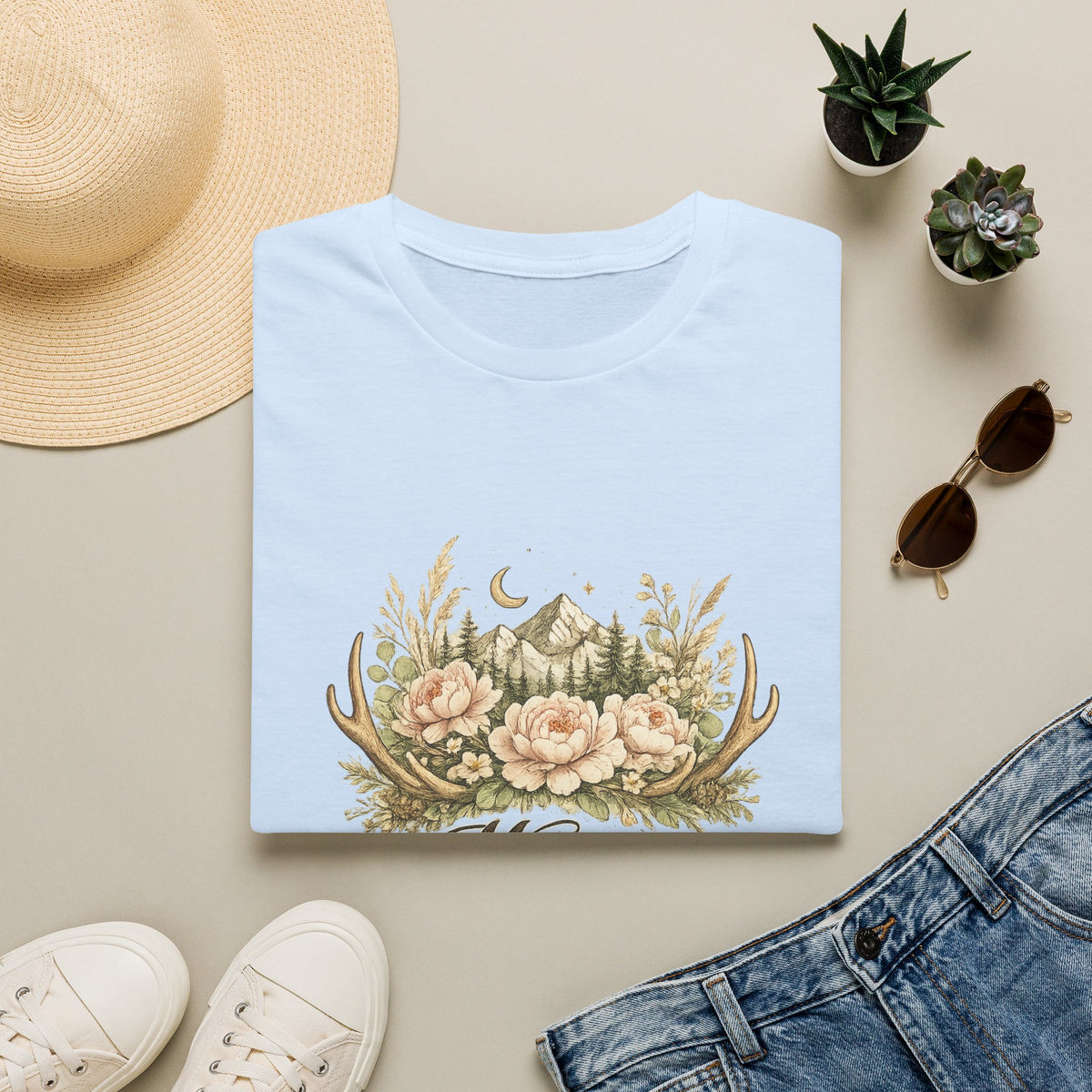 Mama Floral Antlers T-Shirt | Mountain Moon Wildflower Design