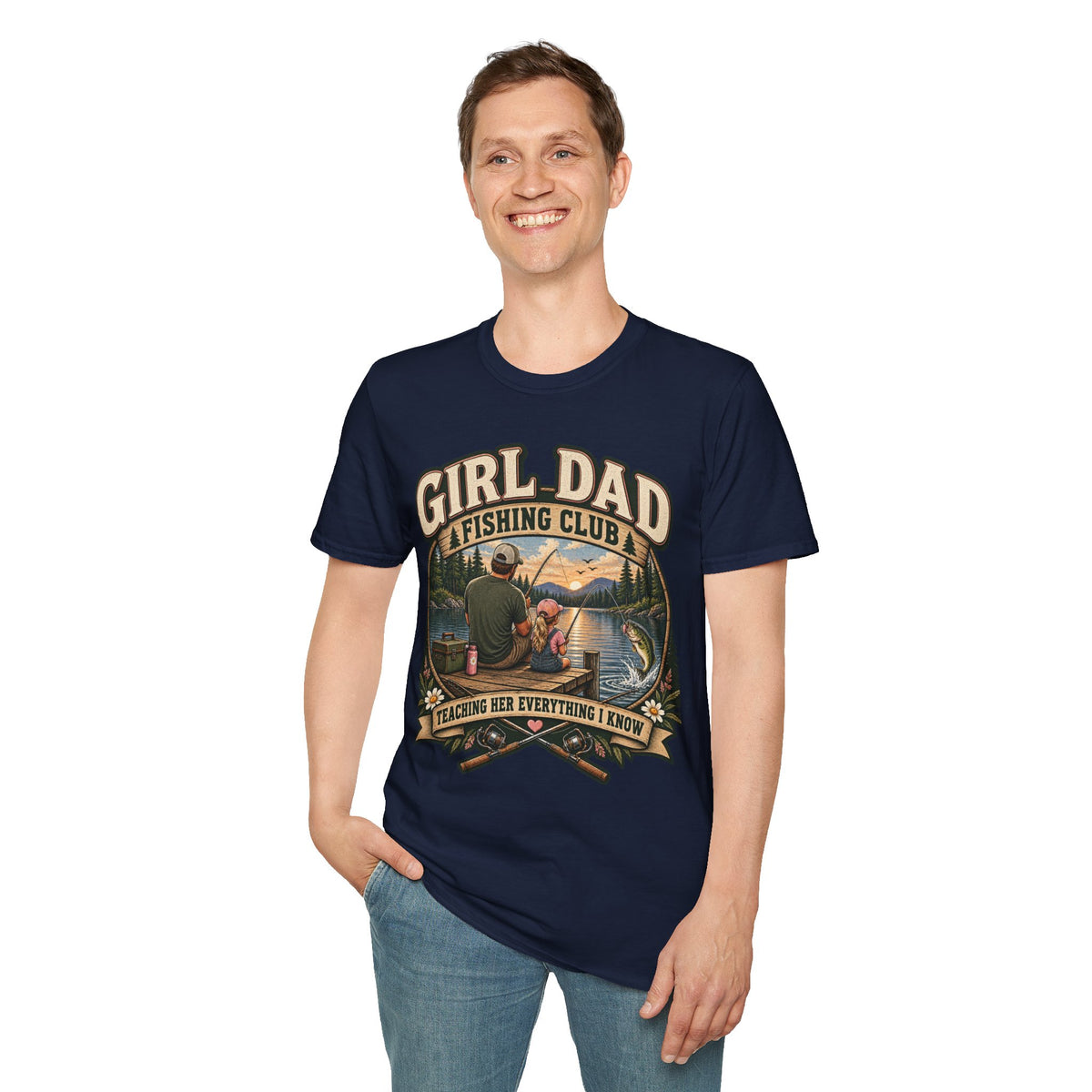 Girl Dad Fishing Club T-Shirt | Father Daughter Fishing Scene