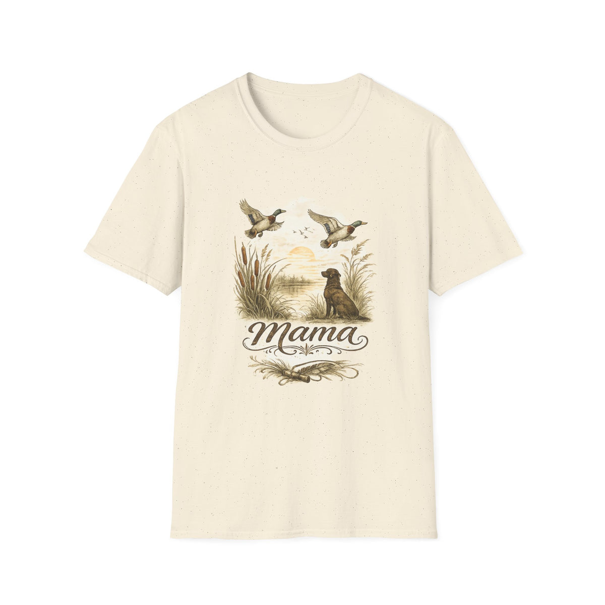 Duck Hunting Mama T-Shirt | Labrador Retriever, Flying Mallards, Rustic Outdoors