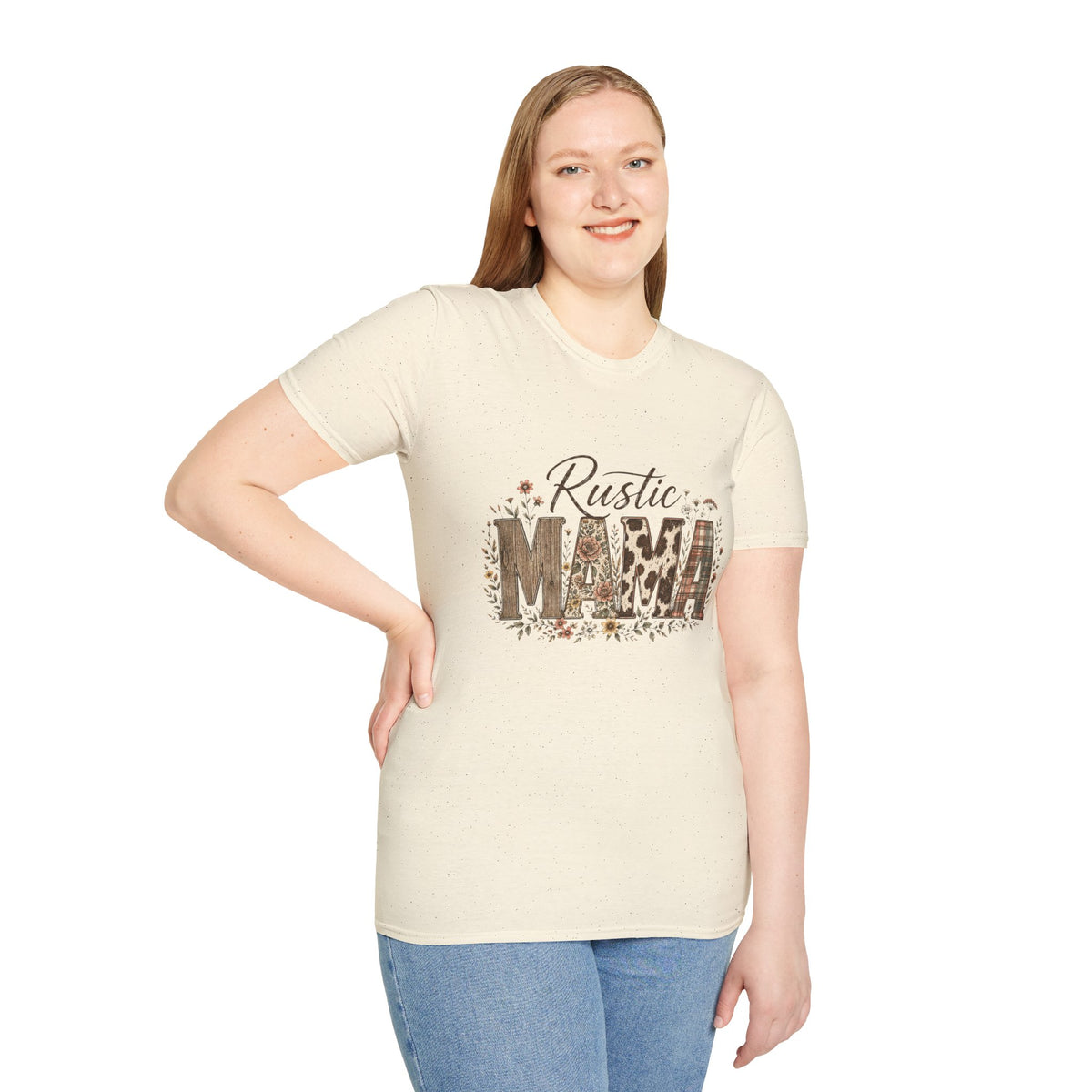 Rustic MAMA T-Shirt | Floral Cowhide Plaid Farmhouse Design